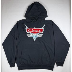 Disney Pixar Cars Land Embroidered Hoodie Black Glitter Logo Adult Large